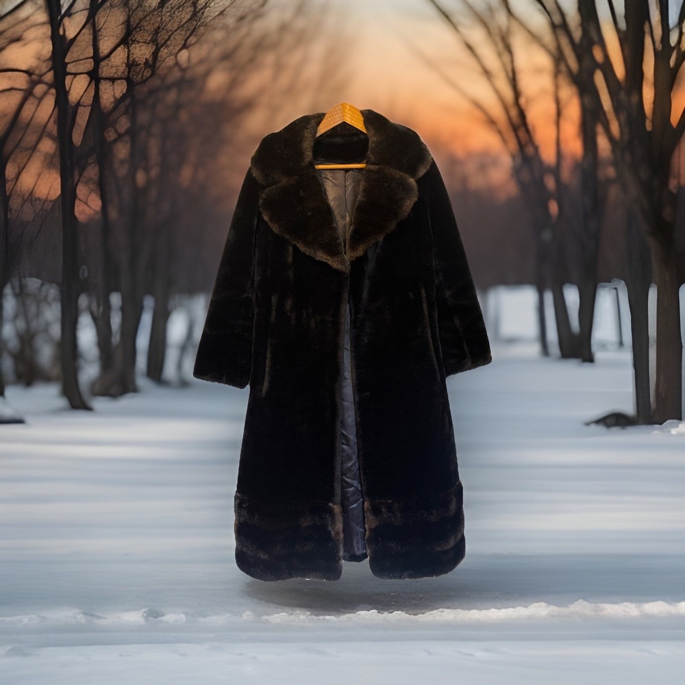 Benmor New York ❤️🔥🔥 Faux Fur Women‎ Size 12 Black Brown Belted Beautiful